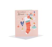 UK Greetings Christmas Card for Nana - Lovely Pink Design
