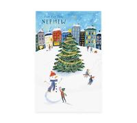 UK Greetings | Christmas Card for Nephew | Snowman Scene Design | Xmas Presents | Counter Cards | With Envelope | 13.7 x 21cm