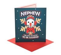 UK Greetings | Christmas Card for Nephew | Xmas Presents | Him, Boys, Men | Nephew Xmas tis the season to be gaming | With Envelope | 18.4 x 15.9 cm