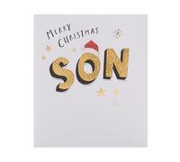 UK Greetings Christmas Card for Son - Gold Lettering Design
