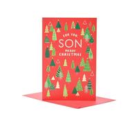 UK Greetings | Christmas Card for Son | Xmas Presents | Him, Boys, Men | Christmas Trees Design | With Envelope | 22.9 x 14.9 cm