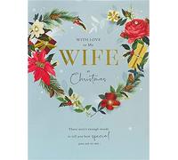 UK Greetings Christmas Card for Wife - Festive Heart Design