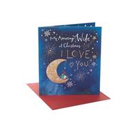 UK Greetings Christmas Card for Wife - Moon Design