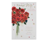 UK Greetings Christmas Card for Wife - Red Floral Design