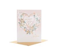 UK Greetings Christmas Card for Wife - Pink Foliage Heart Design