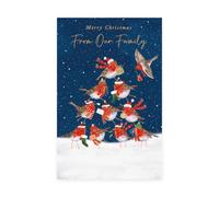 UK Greetings | Christmas Card From Family | Robins Design | Xmas Presents | Counter Cards | With Envelope | 13.7 x 21cm