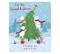 UK Greetings Christmas Card from The Grandchildren - Cute Polar Bears & Tree Design