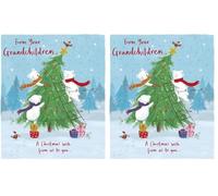 UK Greetings Christmas Card from The Grandchildren - Cute Polar Bears & Tree Design (Pack of 2)