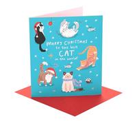 UK Greetings | Christmas Card to The Cat | Xmas Presents | Her/Him | Christmas Cats | With Envelope | 18.4 x 15.9 cm