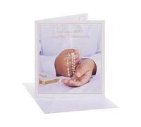 UK Greetings | Communion Card for Boy | Congratulations Card | Him, Boys, Men | Boy with Rosary Design | With Envelope | 13.7 x 15.9 cm