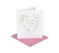 UK Greetings | Congrats Mum To Be Card | Newborn Gifts | For New Parents | Hearts and Starts in Heart Shape | With Envelope | 15.9 x 18.4 cm