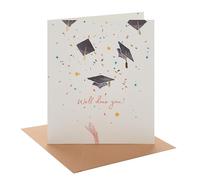 UK Greetings | Congratulations Card for Graduation | Congratulations/Proud of You | Her/Him | Graduation Hats Design | With Envelope | 15.9 x 18.4 cm
