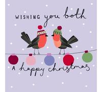 UK Greetings Couple Christmas Card Artistic Foiled Robins Kindred Art Range Xmas Greetings - Kindred Art Range Whimsical Design, Festive Cheer, Personal Touch, Eco, For Them, Foiled Details