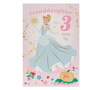 UK Greetings Disney 3rd Birthday Card For Granddaughter With Envelope - Sweet Design - With Cinderella