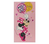 UK Greetings | Disney 3rd Birthday Card For Her/Girl | Happy Birthday Gifts | Her, Girls, Women | Minnie Mouse Design | With Badge & Envelope | 127 x 235 mm