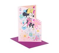 UK Greetings | Disney 4th Birthday Card | Floral Minnie Mouse Design