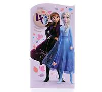 UK Greetings Disney 4th Birthday Card For Her/Girl With Envelope - Frozen Design With Elsa & Anna
