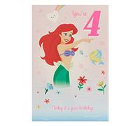 UK Greetings Disney 4th Birthday Card For Her/Girl With Envelope - Pretty Design - With Ariel, 149mm x 229mm