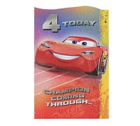 UK Greetings | Disney 4th Birthday Card For Him/Boy | Happy Birthday Gifts | Him, Boys, Men | Cars Design With Lightning McQueen | With Envelope | 155 x 235 mm