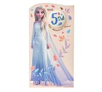 UK Greetings Disney 5th Birthday Card For Her/Girl With Envelope - Badge Design - With Elsa