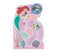 UK Greetings Disney 6th Birthday Card For Her/Girl With Envelope - Ariel Design,Multi,137 mm x 210 mm
