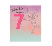 UK Greetings Disney 7th Birthday Card For Her/Girl/Friend With Envelope - Silver Foil Design - With Tinker-Bell