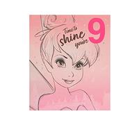 UK Greetings | Disney 9th Birthday Card For Her/Girl/Friend | Happy Birthday Gifts | Her, Girls, Women | Pink & Silver Design | With Envelope | 165 x 190 mm
