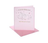 UK Greetings | Disney Bambi New Baby Girl Card | Newborn Gifts | For New Parents | Sweet Bambi & Thumper Design | With Envelope | 165 x 190 mm
