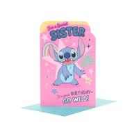 UK Greetings Disney Birthday Card for Sister | Stitch Design With Envelope | Happy Birthday Gifts | Greeting Card | Her/Girls/Women | 155 x 235 mm