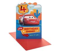 UK Greetings | Disney Cars 4th Birthday Card | Lightning McQueen Design | Happy Birthday Gifts | Him/Boys/Men | With Envelope | 14.9 x 22.9cm