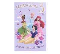 UK Greetings Disney Princess 3rd Birthday Card for Granddaughter - Snow White, Tiana, Ariel & Cinderella Design