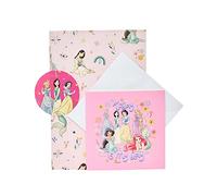 UK Greetings Disney Princess Wrap, Card and Tag Pack - Disney Princess Packaged Wrap - Greeting Card - Gifting Bundle, Multi (688966-0-1)