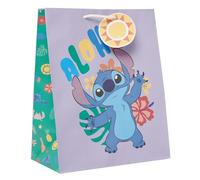 UK Greetings | Disney Stitch Large Gift Bag for Her/Girl | Party Bags for Presents | Birthdays/Weddings/Mother's Day | Purple Design | 26.7 x 33 x 13.7 cm
