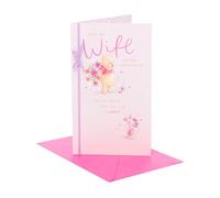 UK Greetings | Disney Winnie the Pooh Wedding Anniversary Card for Wife | Soft Pink Design | Happy Anniversary | Her/Girls/Women | With Envelope | 155 x 235 mm