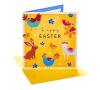 UK Greetings | Easter Card | Easter Card | Her/Him | Pomegranate Bloom Easter Animals Design | With Envelope | 15.9 x 18.4 cm