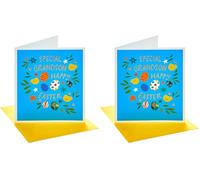 UK Greetings | Easter Card for Grandson | Him, Boys, Men | Eggs and Bunnies Design | With Envelope | 15.9 x 18.4 cm (Pack of 2)