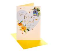 UK Greetings | Easter Card for Mum & Dad | Her/Him | Daffodils & Birds Design | With Envelope | 13.7 x 21 cm