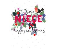 UK Greetings Fantastic Niece Christmas Card Artistic Robin Kindred Art Range Xmas Greetings - Kindred Heartfelt Connection, Festive Design, Eco-Friendly, Keepsake, Joyful Artwork, Relations