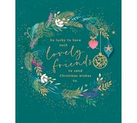 UK Greetings Friends Christmas Card Lucky To Have Such Lovely Friends Wreath Xmas Greetings - Carlton Cards Festive Design, Heartfelt Sentiment, Eco-Friendly, Elegant Finish, Cherished Keepsake