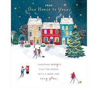 UK Greetings From Our House To Yours Christmas Card Magical Neighbours Xmas Greetings - Carlton Cards Festive Design, Warm Wishes, Community Spirit, Eco-Friendly, Heartfelt Wishes, Keepsake