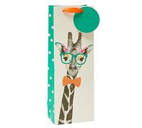 UK Greetings Giraffe Style Bottle Bag - Multi Giraffe Print - Ideal for Birthdays - Perfect Size for Alcoholic Gifts - Recycled Material - W: 127mm x H: 356mm x G: 89mm