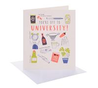 UK Greetings | Good Luck at University Card | Greeting Card | Her/Him | Uni Objects Design | With Envelope | 15.9 x 18.4 cm