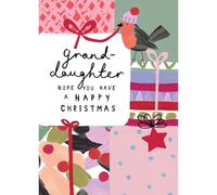 UK Greetings Granddaughter Christmas Card Artistic Red Robin Kindred Art Range Xmas Greetings - Kindred Art Range Vibrant Design, Heartwarming, Eco-Friendly, Relation Card, Keepsake