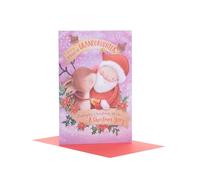 UK Greetings - Granddaughter Christmas Card- Cute Granddaughter Christmas Card for Kids- Cute Santa and Reindeer Christmas Card- Gift Card for Girls- Granddaughter Christmas Gifts