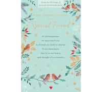 UK Greetings Helen Steiner Rice Christmas Card For A Special Friend Religious Xmas Greetings - Signature Christmas Cards Festive Robins, Gold Foil, Heartfelt Verse, Traditional, Friendship