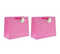 UK Greetings Large Birthday Gift Bag for Her/Friend - Pink & Silver Design (Pack of 2)