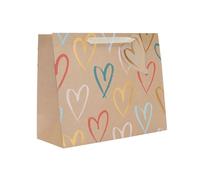 UK Greetings Large Gift Bag for Her/Friend - For Birthdays, Mother's Day & Other Events - Kraft Hearts Design