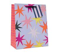 UK Greetings | Large Gift Bag for Him/Her/Friend | Party Bags for Presents | Birthdays/Weddings/Christmas | Bright Jagged Starry Design | 26.7 x 33 x 13.7 cm