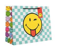 UK Greetings | Large Landscape Gift Bag for Her/Friend | Party Bags for Presents | Birthdays, Thank You & Other Events | Smiley Design | 33 x 26.7 x 13.7 cm