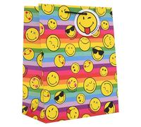 UK Greetings | Large Portrtait Gift Bag for Her/Friend | Party Bags for Presents | Birthdays, Thank You & Other Events | Smiley Design | 26.7 x 33 x 13.7 cm